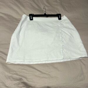 Francesca's Collections White Mini Skirt with Button Detail